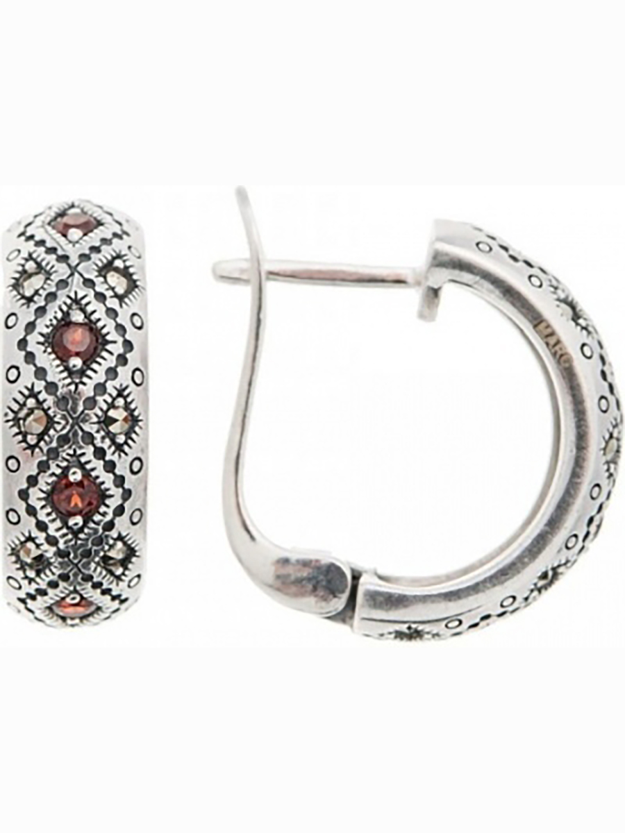 

Серьги с гранатами и марказитами из серебра Марказит HE1291-8013, HE1291-8013