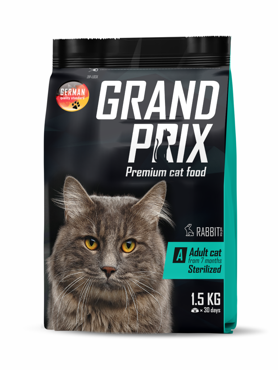 фото Сухой корм для кошек grand prix sterilized, для стерилизованных, кролик, 1,5кг