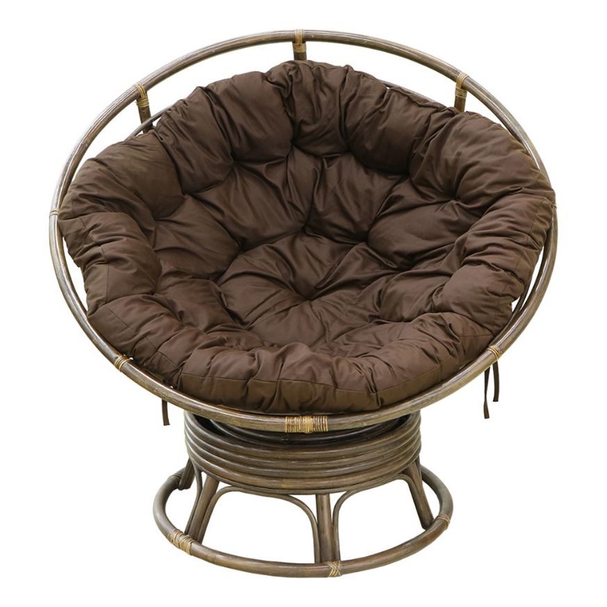 Кресло-папасан Rattan grand medium brown с подушкой коричневое 115 x 115 x 65 см