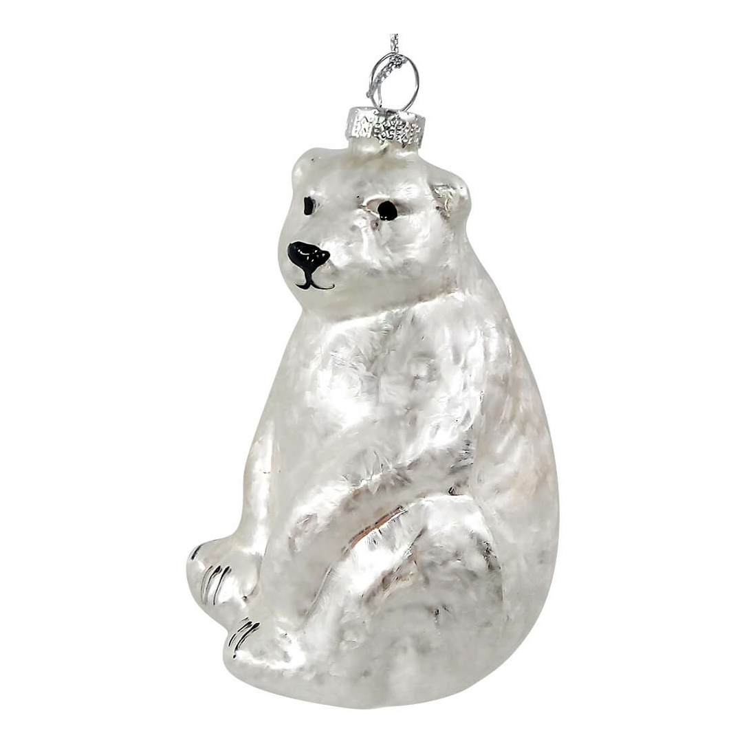фото Елочная игрушка европа медведь серебряная 6,5 x 6,2 x 10,5 см