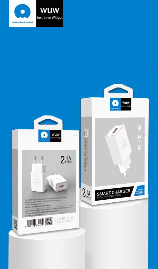 Зарядное устройство WUW C166 1xUSB, 2.1A белый