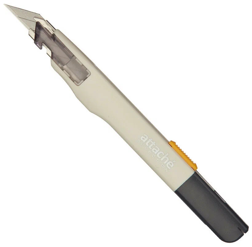 Нож канцелярский 9мм Attache Selection Genius, защелка, для правшей/левшей, серый, 12шт.