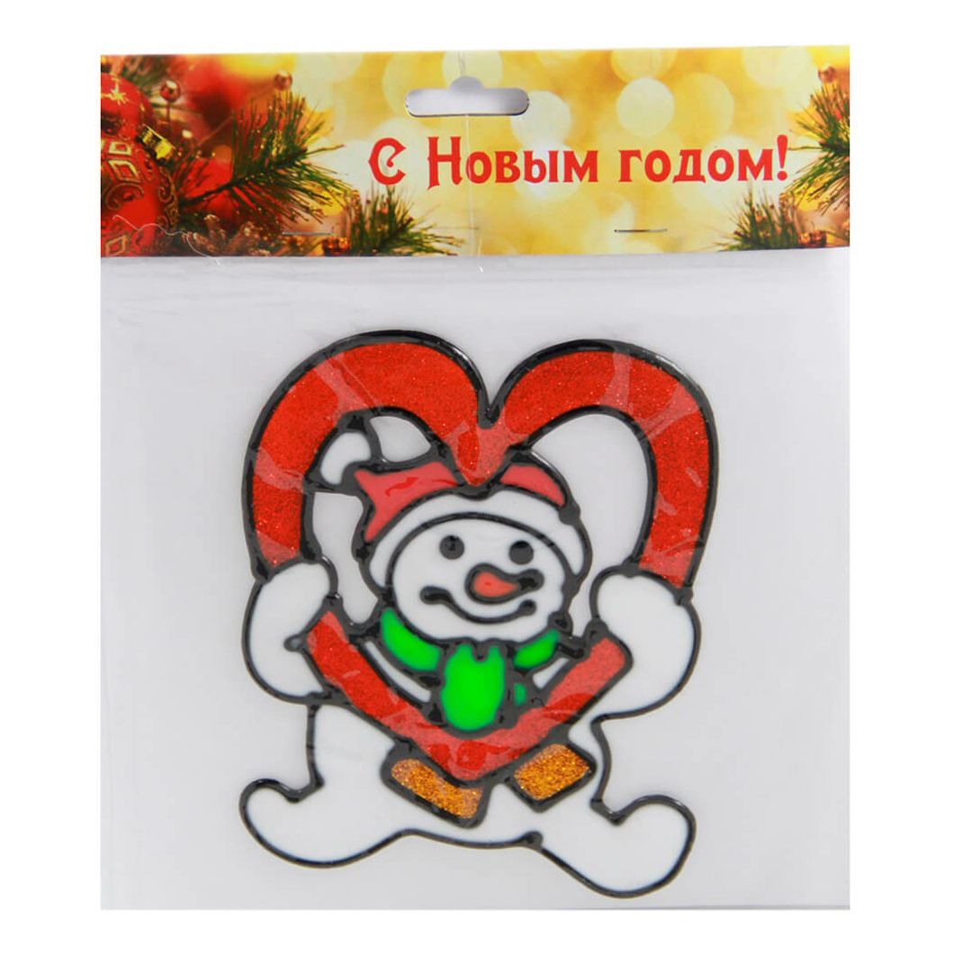 

Наклейка декоративная на окно Снеговик