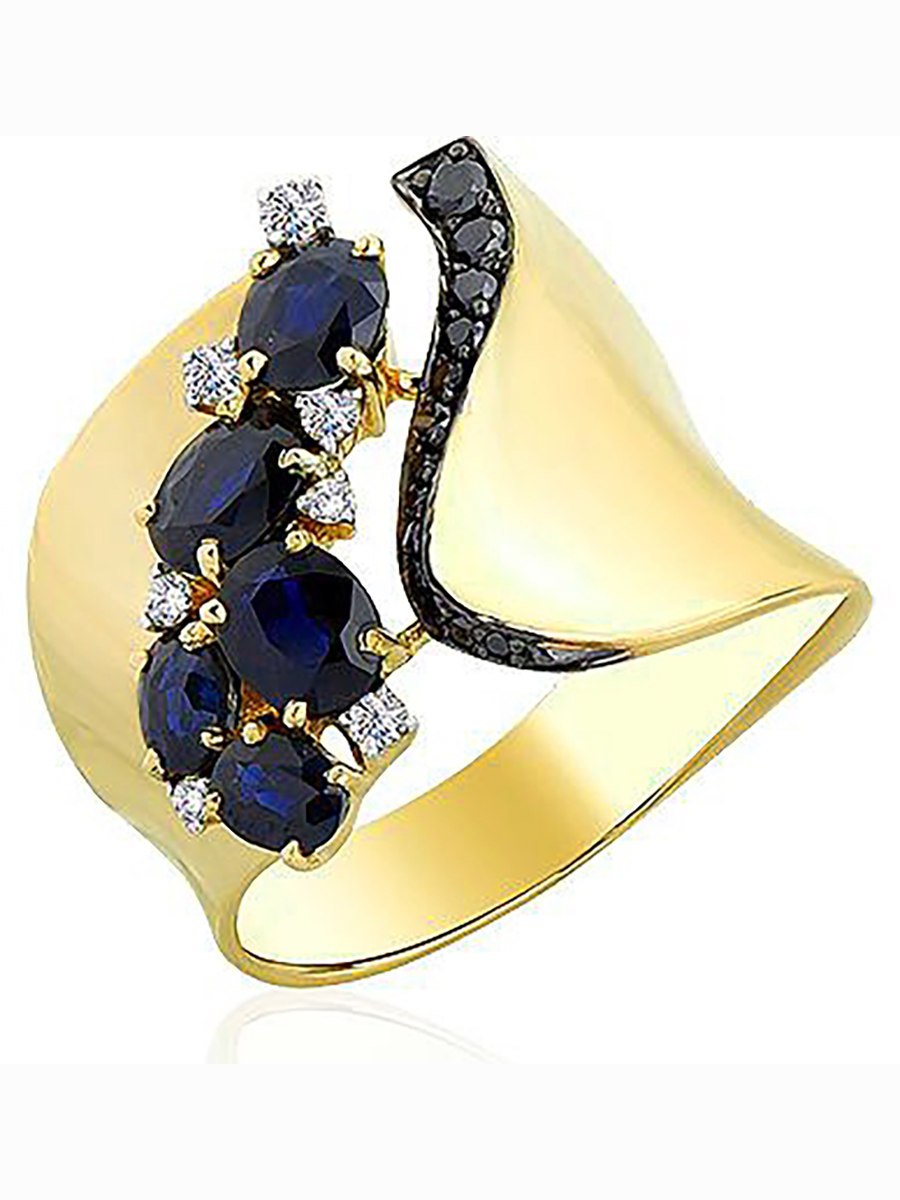 

Кольцо из жёлтого золота с сапфирами и бриллиантами р. 18 Master Brilliant 1-106-595-02, 1-106-595-02