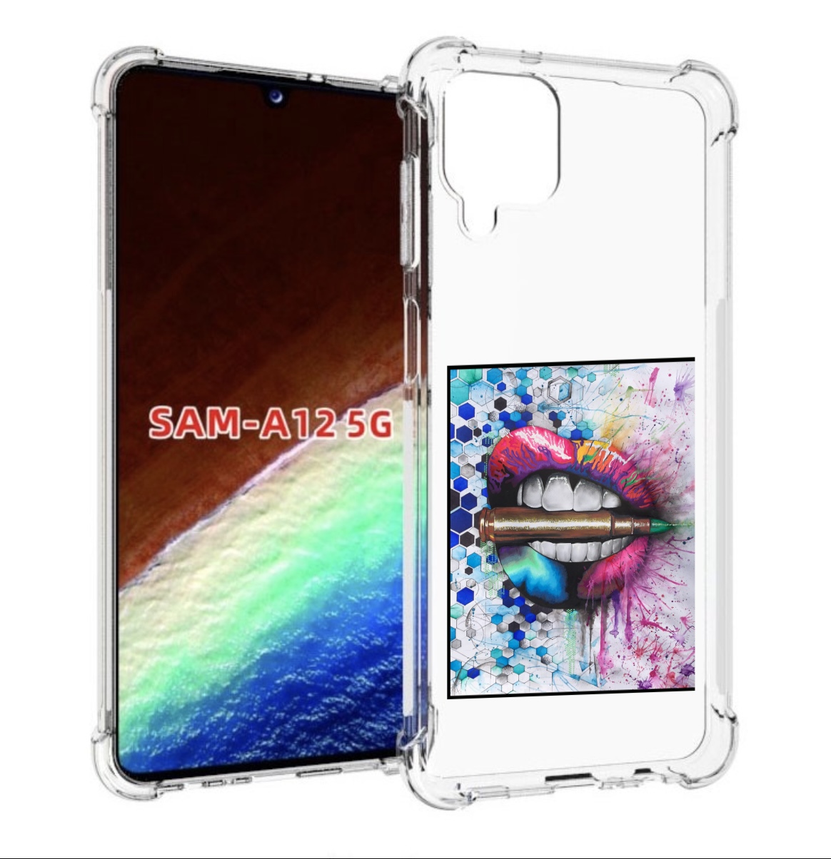

Чехол MyPads разноцветные губы с пулей для Samsung Galaxy A12 (SM-A125F) 2020/21, Прозрачный, Tocco
