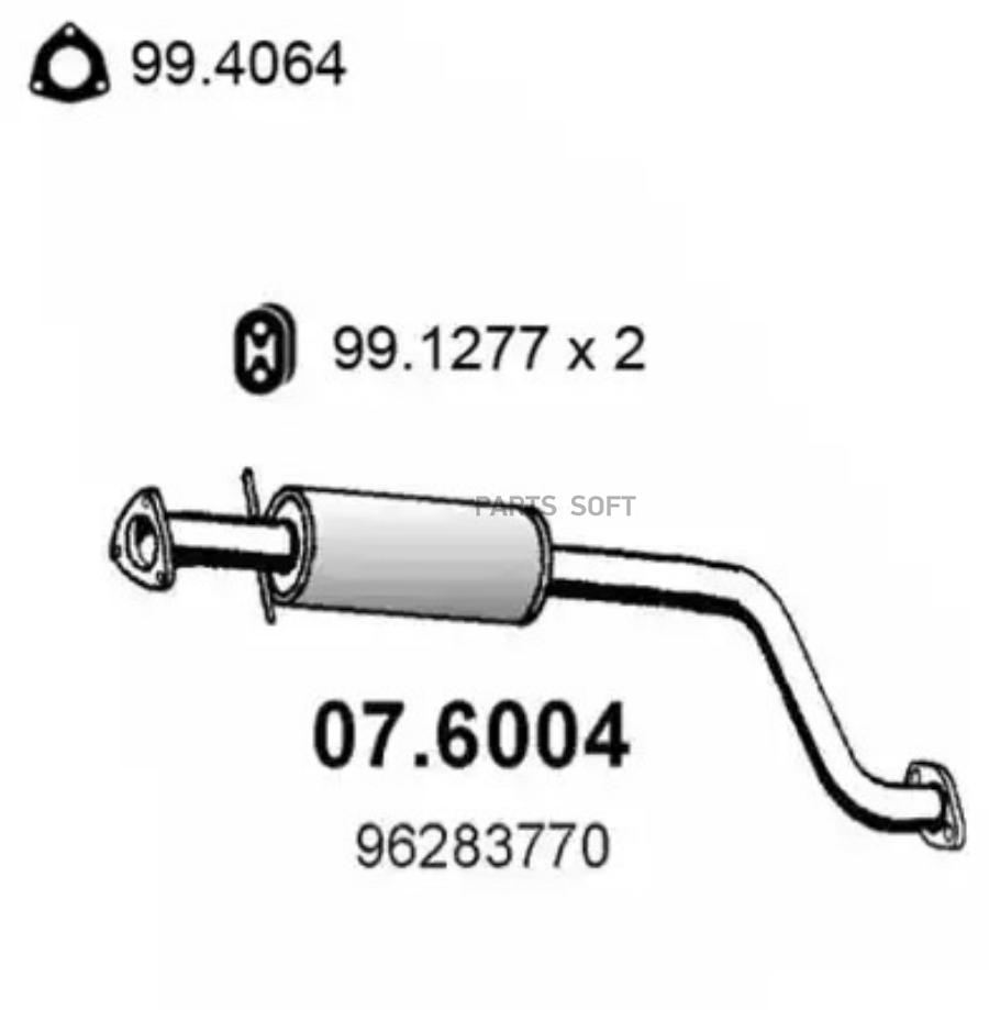 

Глушитель средняя часть Daewoo Lanos / Sens 97> ASSO 076004