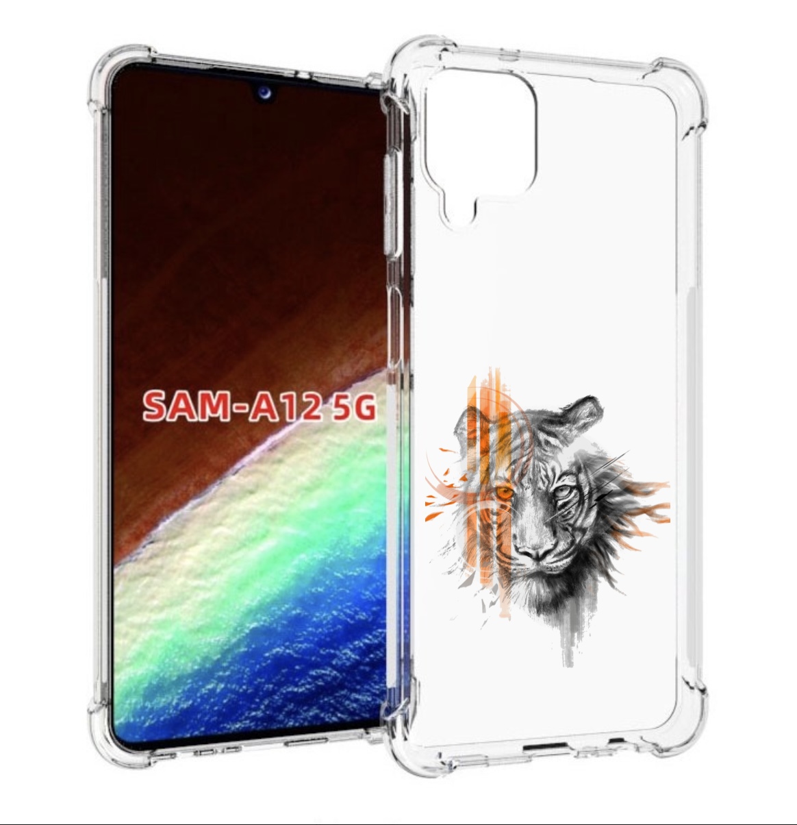 

Чехол MyPads огненный тигр для Samsung Galaxy A12 (SM-A125F) 2020/21/A12 Nacho SM-A127F, Прозрачный, Tocco