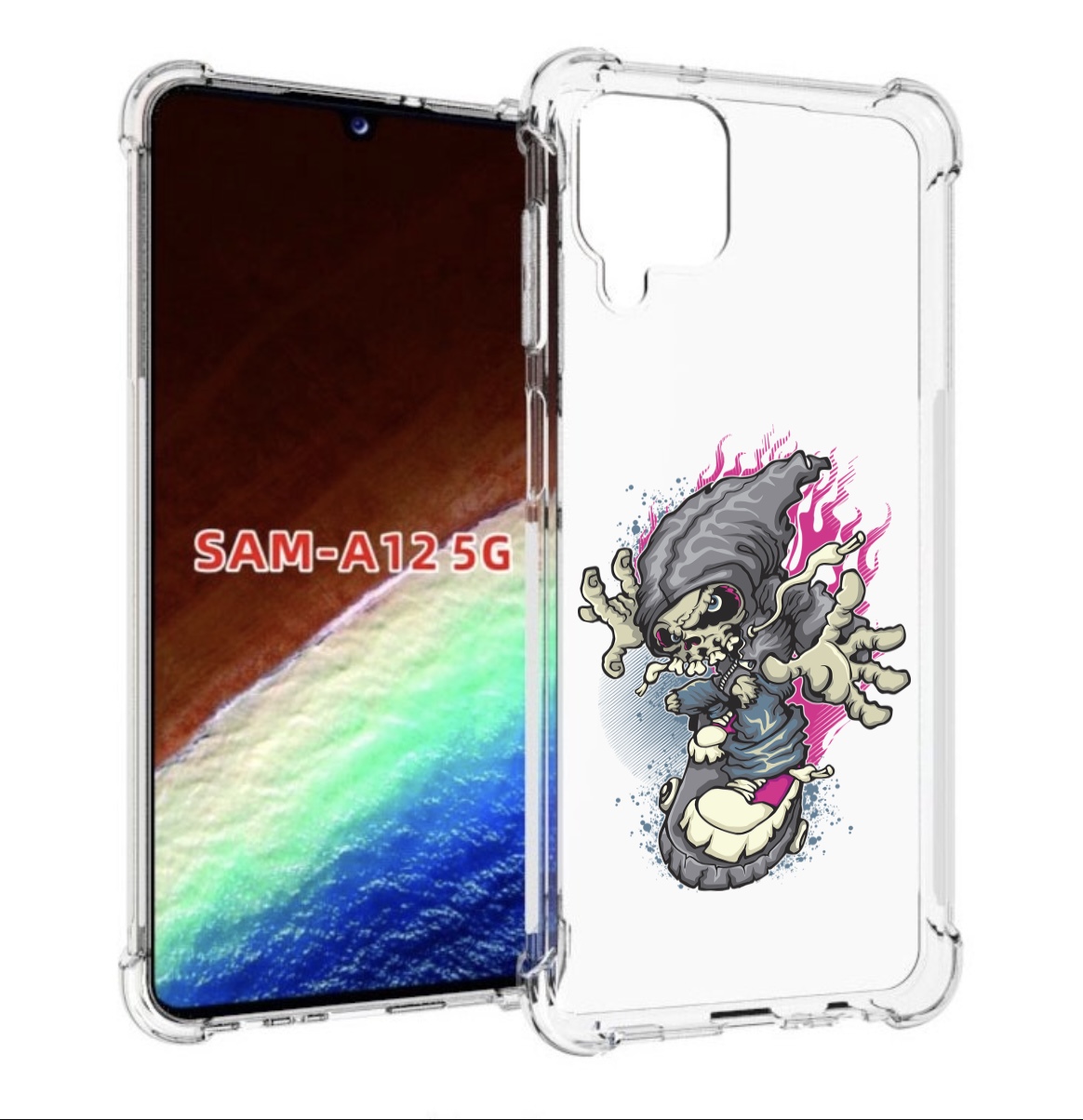 фото Чехол mypads нарисованный скелет на скейт борде для samsung galaxy a12 (sm-a125f) 2020/...