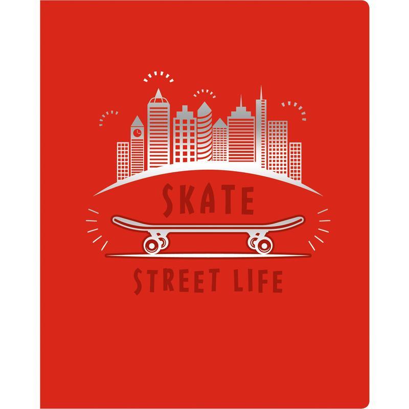 Тетрадь общая 48л, А5 Канц-Эксмо Total Red Skateboard (клетка, тиснение фольгой), 10шт