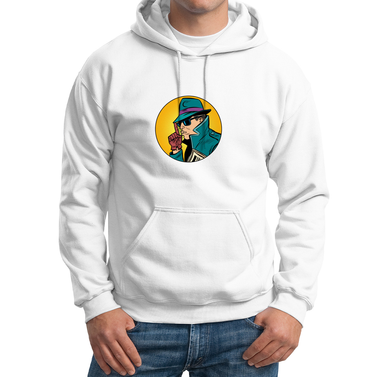 

Худи унисекс CoolPodarok Илюстрация. Мужчина в шляпе поп арт белое 64 RU, CX64M0641665