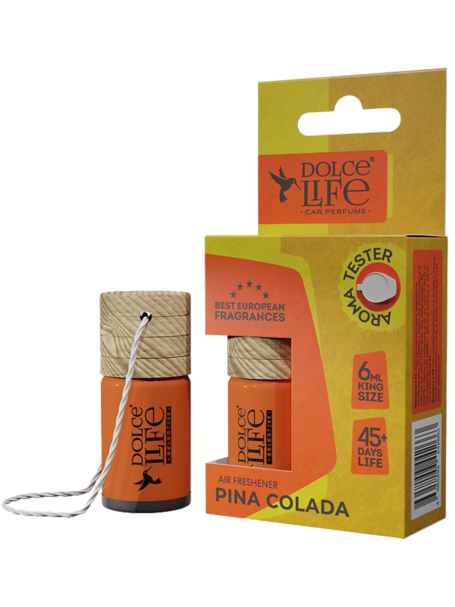 

Автомобильный ароматизатор Tensy, бутылочка с пробкой, 6 мл., Пина-Колада, Желтый, Автомобильный ароматизатор Dolce Life
