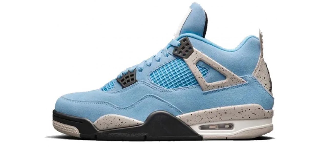 

Кроссовки унисекс Nike Air Jordan 4 Retro University Blue голубые 44 RU, Air Jordan 4 Retro University Blue