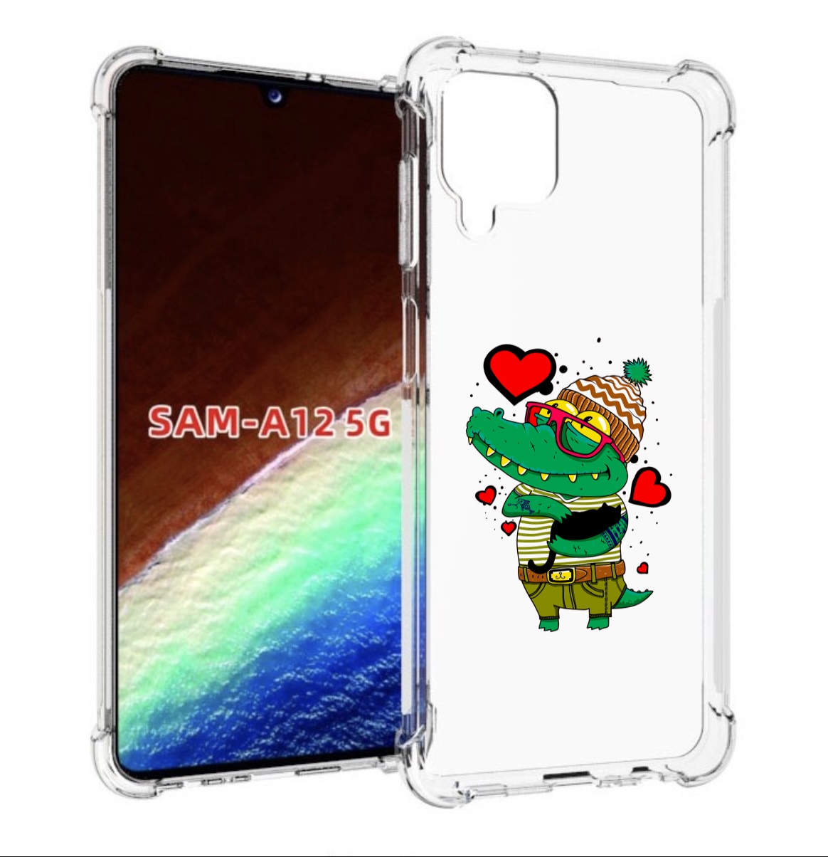 

Чехол MyPads Влюбленный крокодил для Samsung Galaxy A12 (SM-A125F) 2020/21, Прозрачный, Tocco