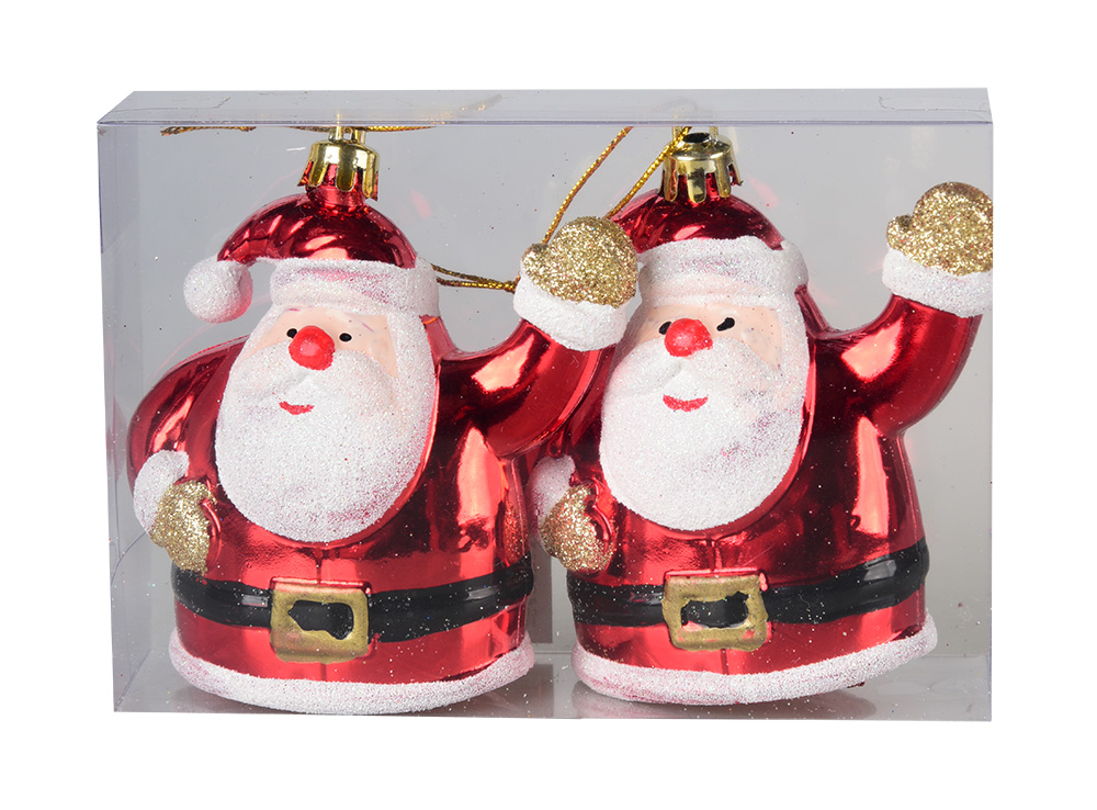 Подвесные украшения новогодние Santa's World Деды Морозы красные 8 см 2 шт