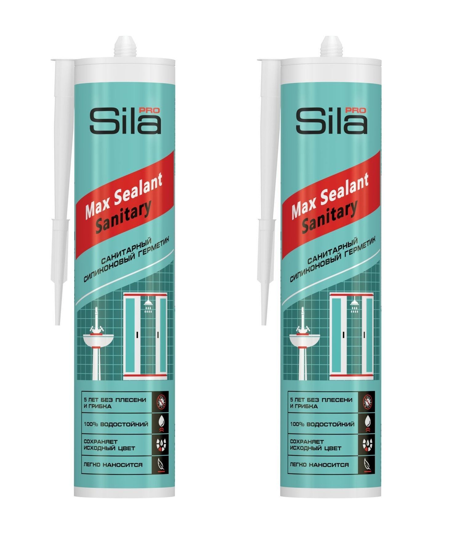 Герметик силиконовый санитарный белый 280мл Sila PRO Max Sealant Sanitary SS2804 2шт