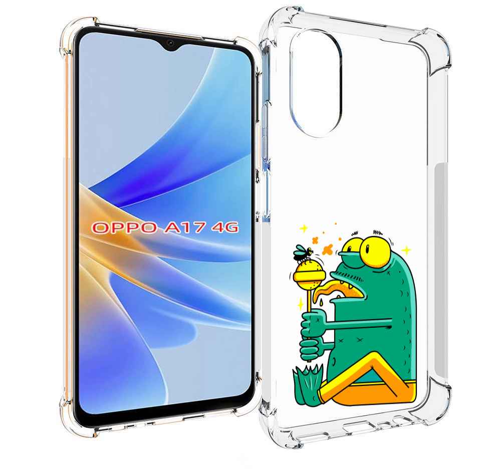 

Чехол MyPads Зеленая лягушка с чупа чупсом для OPPO A17, Прозрачный, Tocco