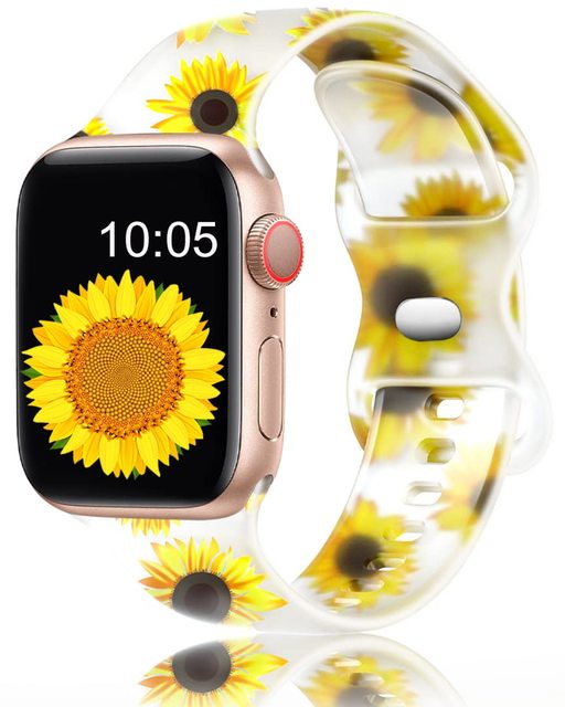 

Силиконовый ремешок Пианел, с принтом для Apple Watch Band Sunflower 38mm 40mm 41mm, Желтый, 402