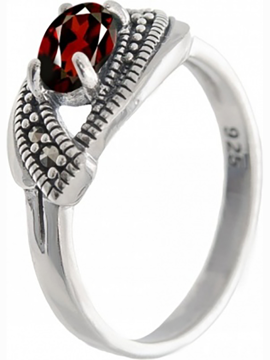 

Кольцо с гранатами и марказитами из серебра р. 18,5 Марказит HR1486-4359, HR1486-4359