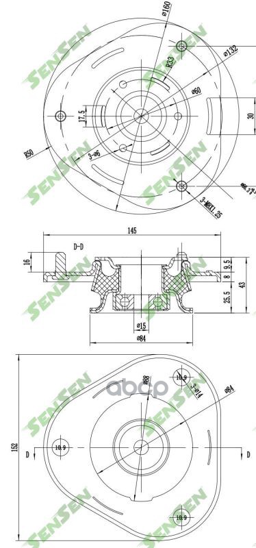 

Опора Амортизатора Переднего Toyota Avensis 03- Sensen арт. M61093