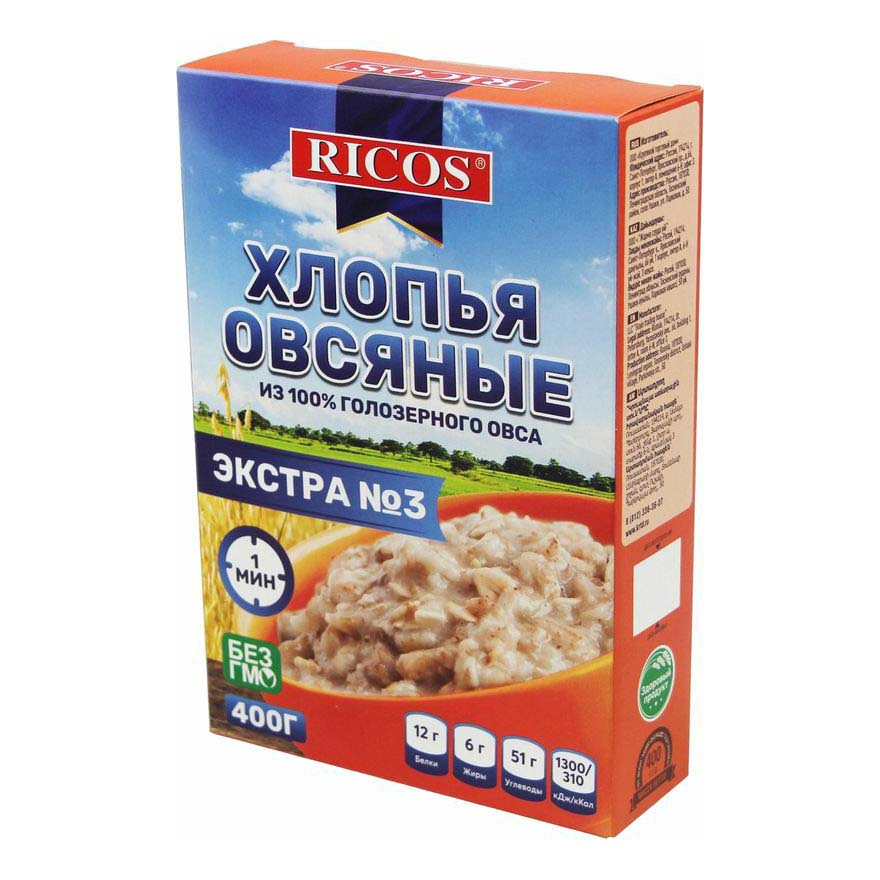 

Хлопья овсяные Ricos экстра №3 400 г