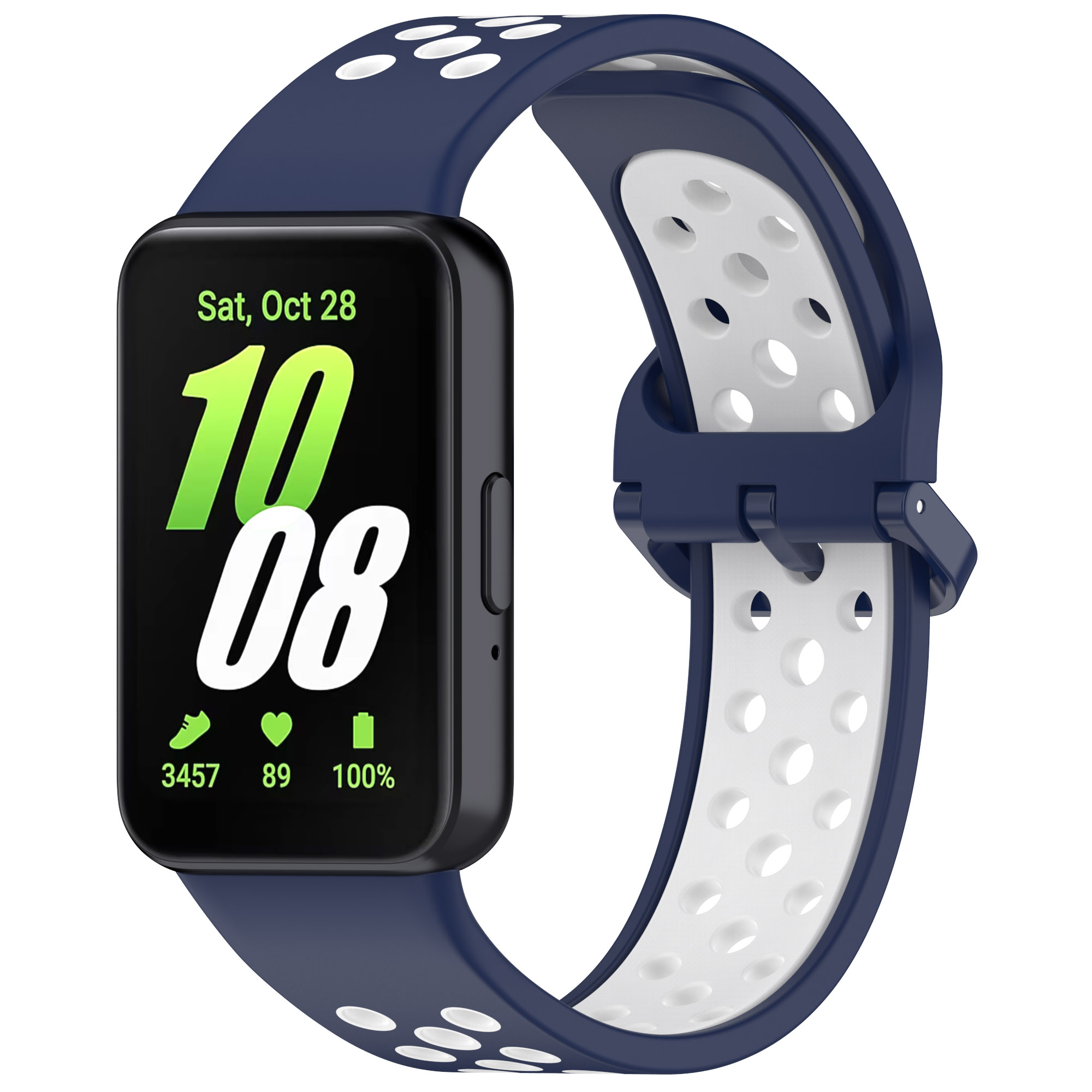 

Двухцветный силиконовый ремешок для Samsung Galaxy Fit 3, сине-белый, Синий;белый, Galaxy Fit 3