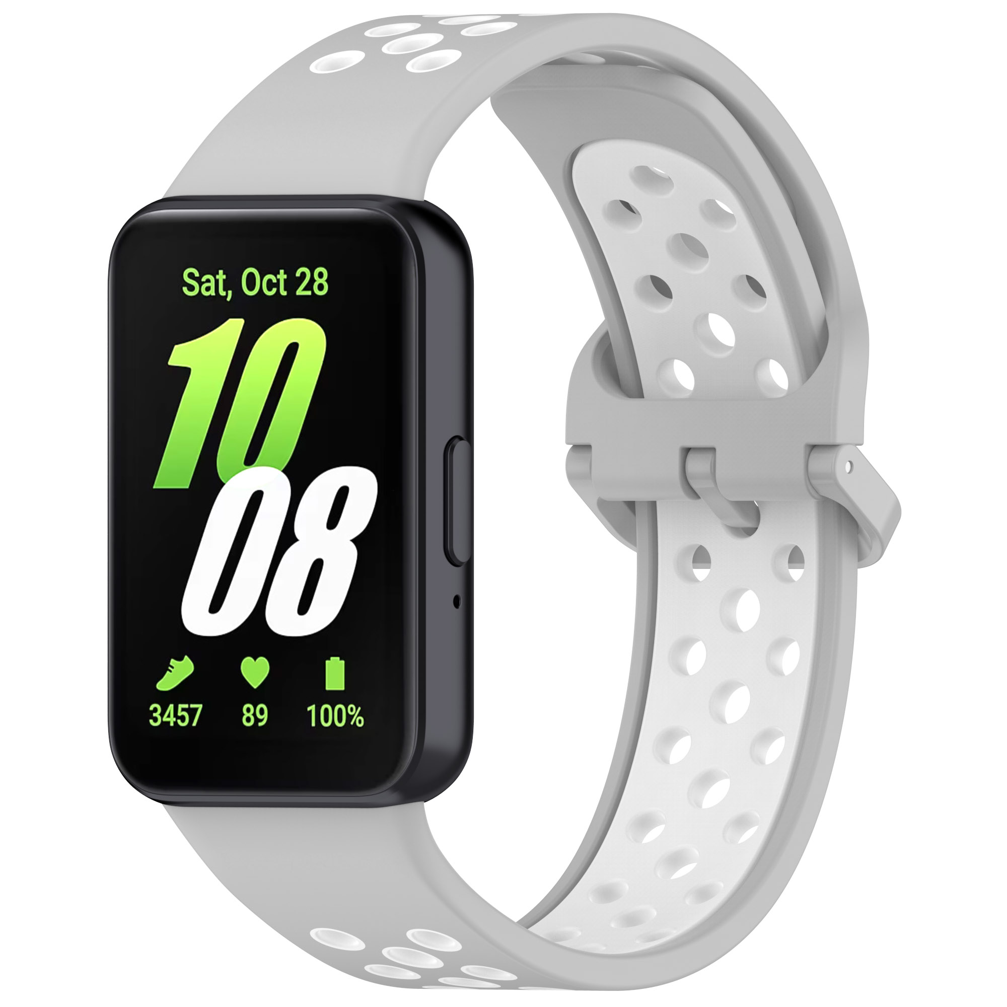 

Двухцветный силиконовый ремешок для Samsung Galaxy Fit 3, серо-белый, Серый;белый, Galaxy Fit 3