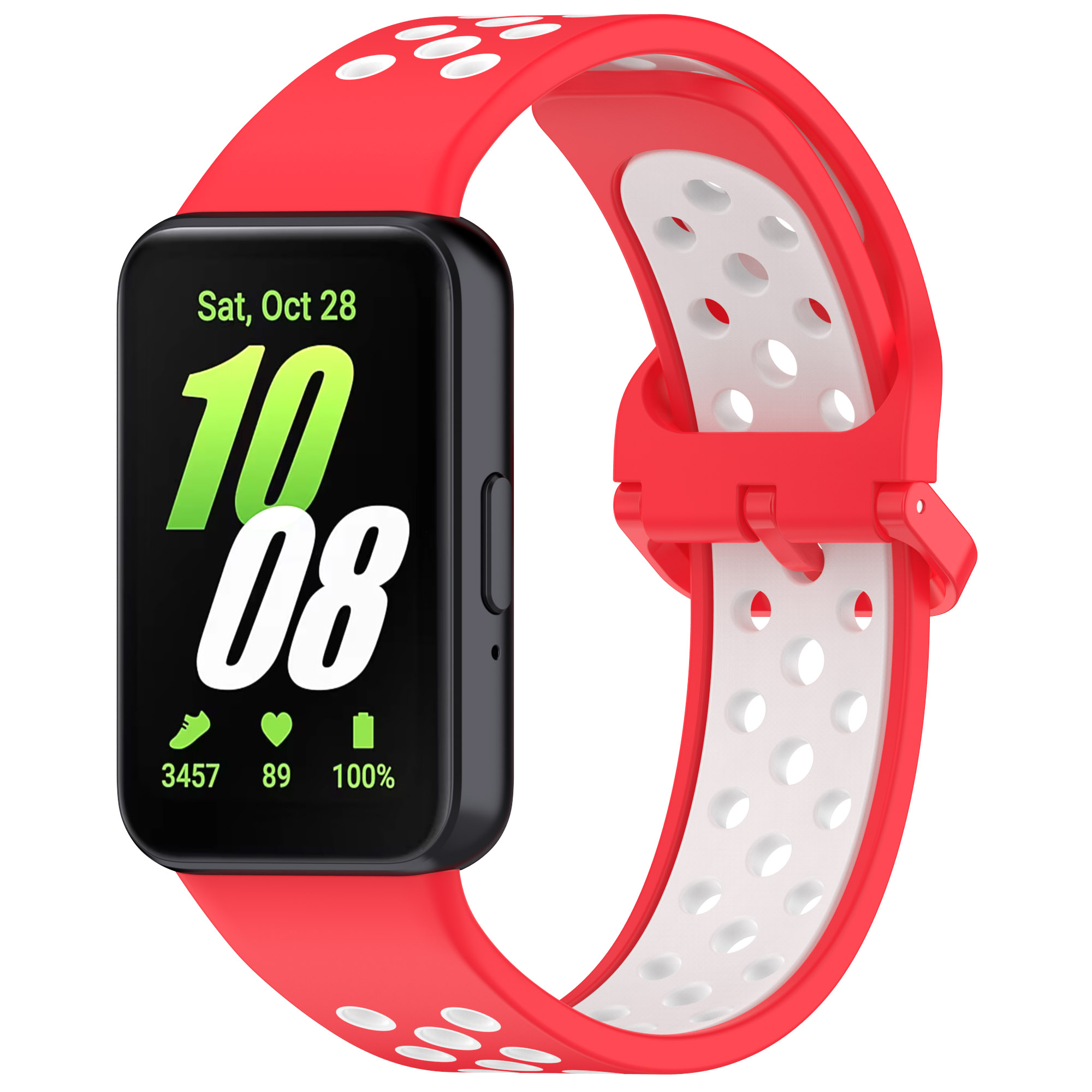 

Двухцветный силиконовый ремешок для Samsung Galaxy Fit 3, красно-белый, Красный;белый, Galaxy Fit 3