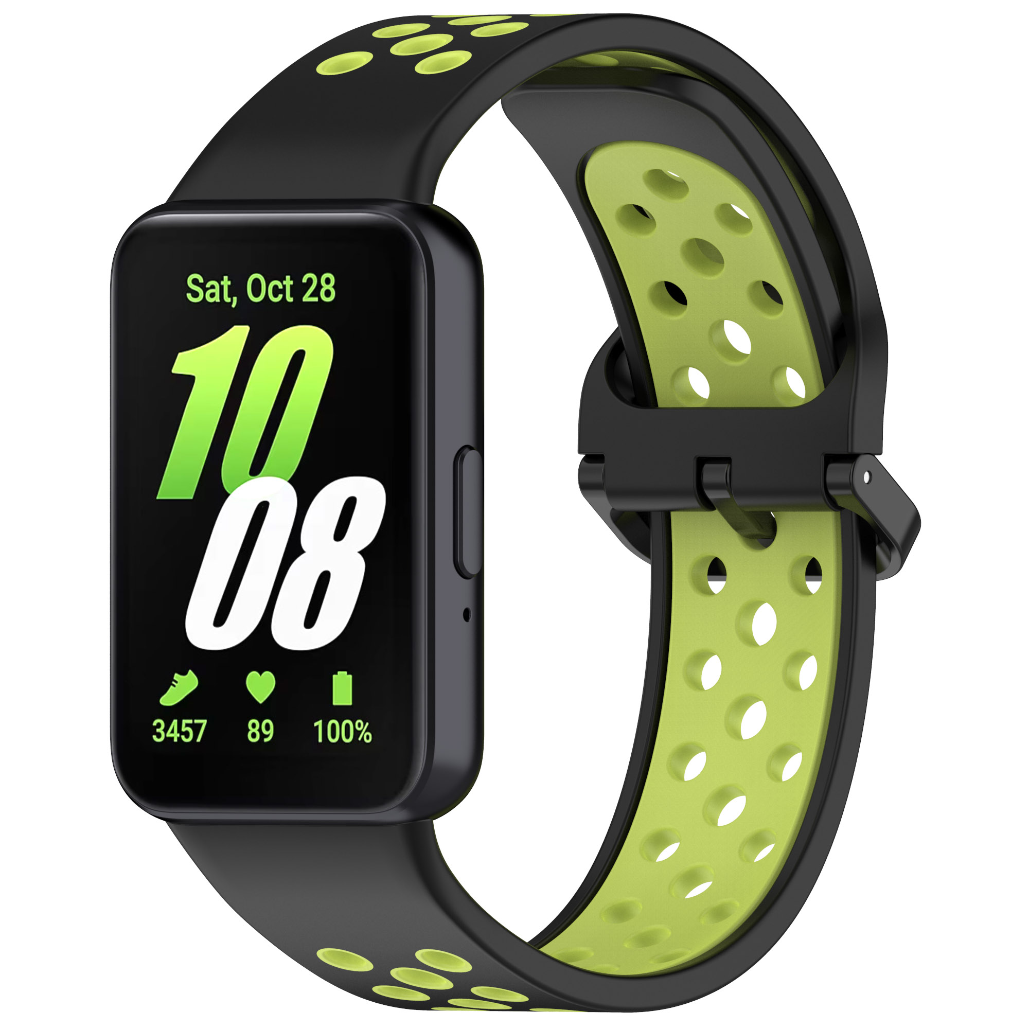 

Двухцветный силиконовый ремешок для Samsung Galaxy Fit 3, черно-лимонный, Черный;желтый, Galaxy Fit 3