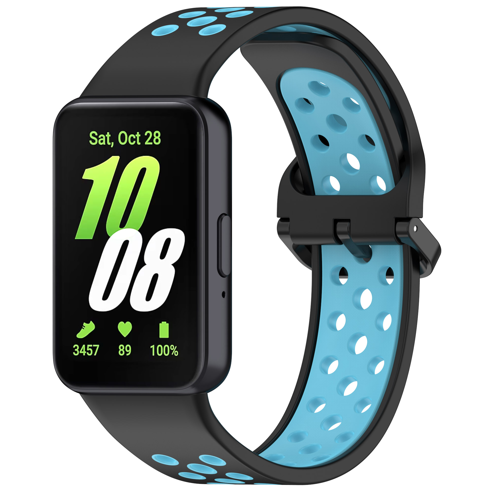

Двухцветный силиконовый ремешок для Samsung Galaxy Fit 3, черно-синий, Черный;синий, Galaxy Fit 3
