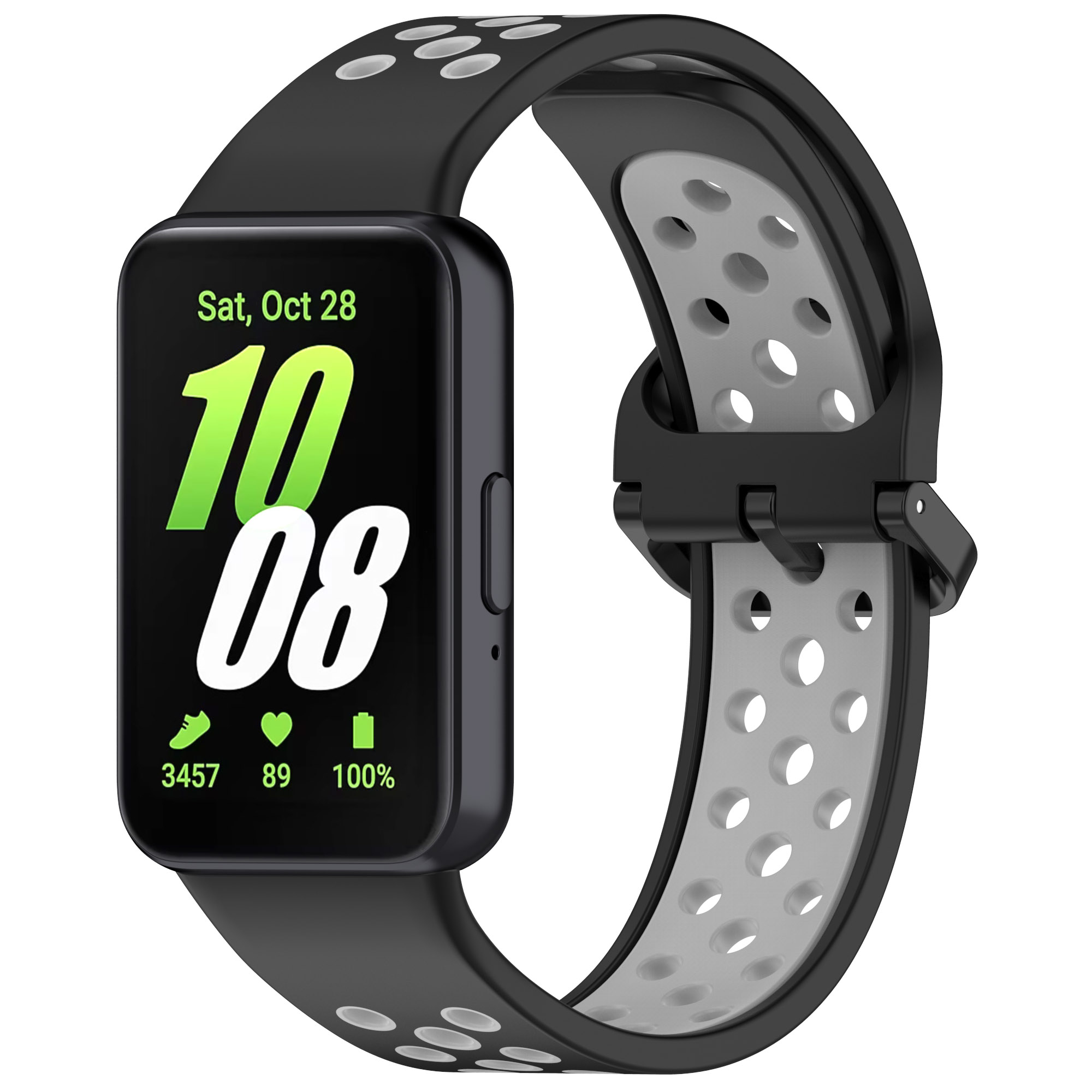 

Двухцветный силиконовый ремешок для Samsung Galaxy Fit 3, черно-серый, Черный;серый, Galaxy Fit 3