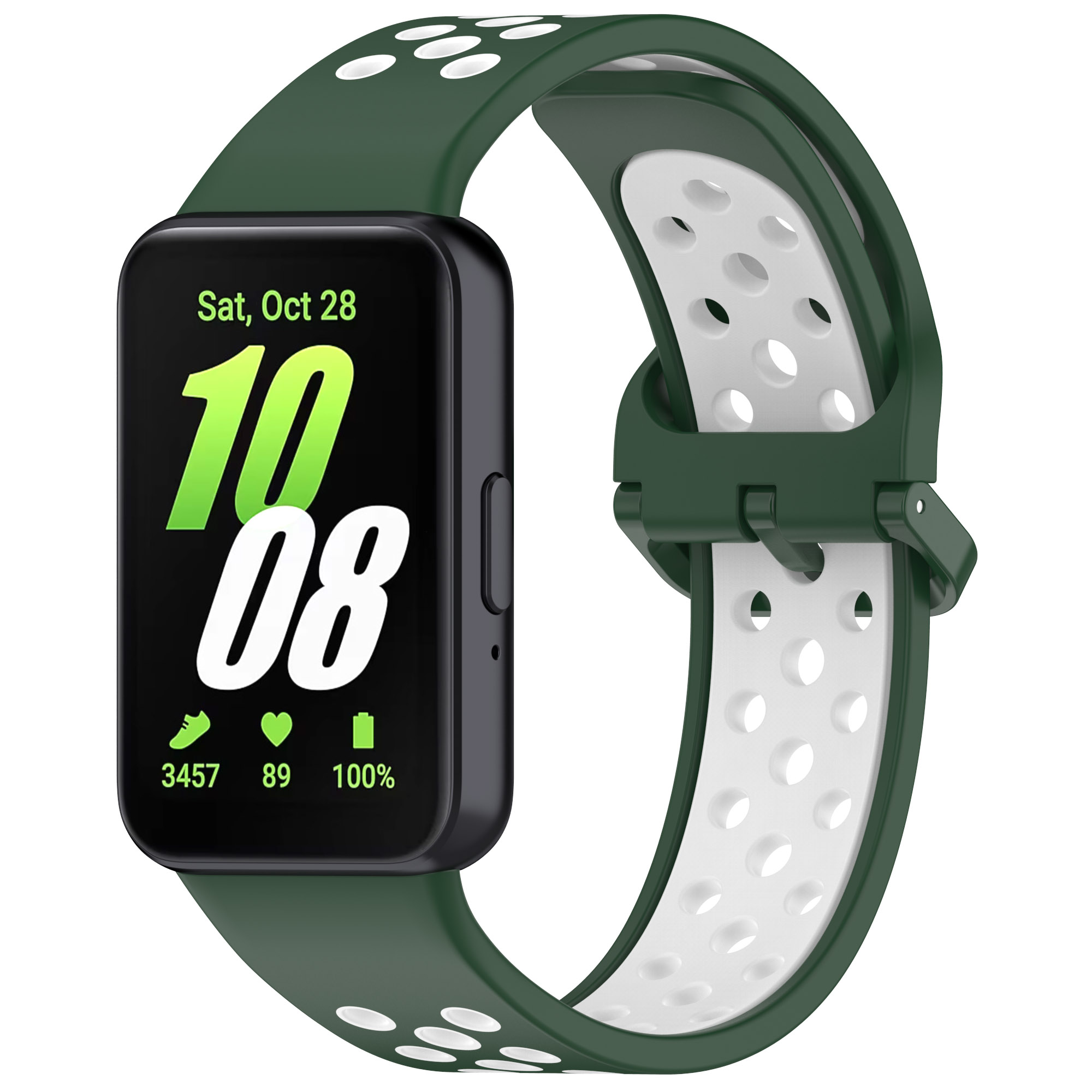 

Двухцветный силиконовый ремешок для Samsung Galaxy Fit 3, зелено-белый, Зеленый;белый, Galaxy Fit 3
