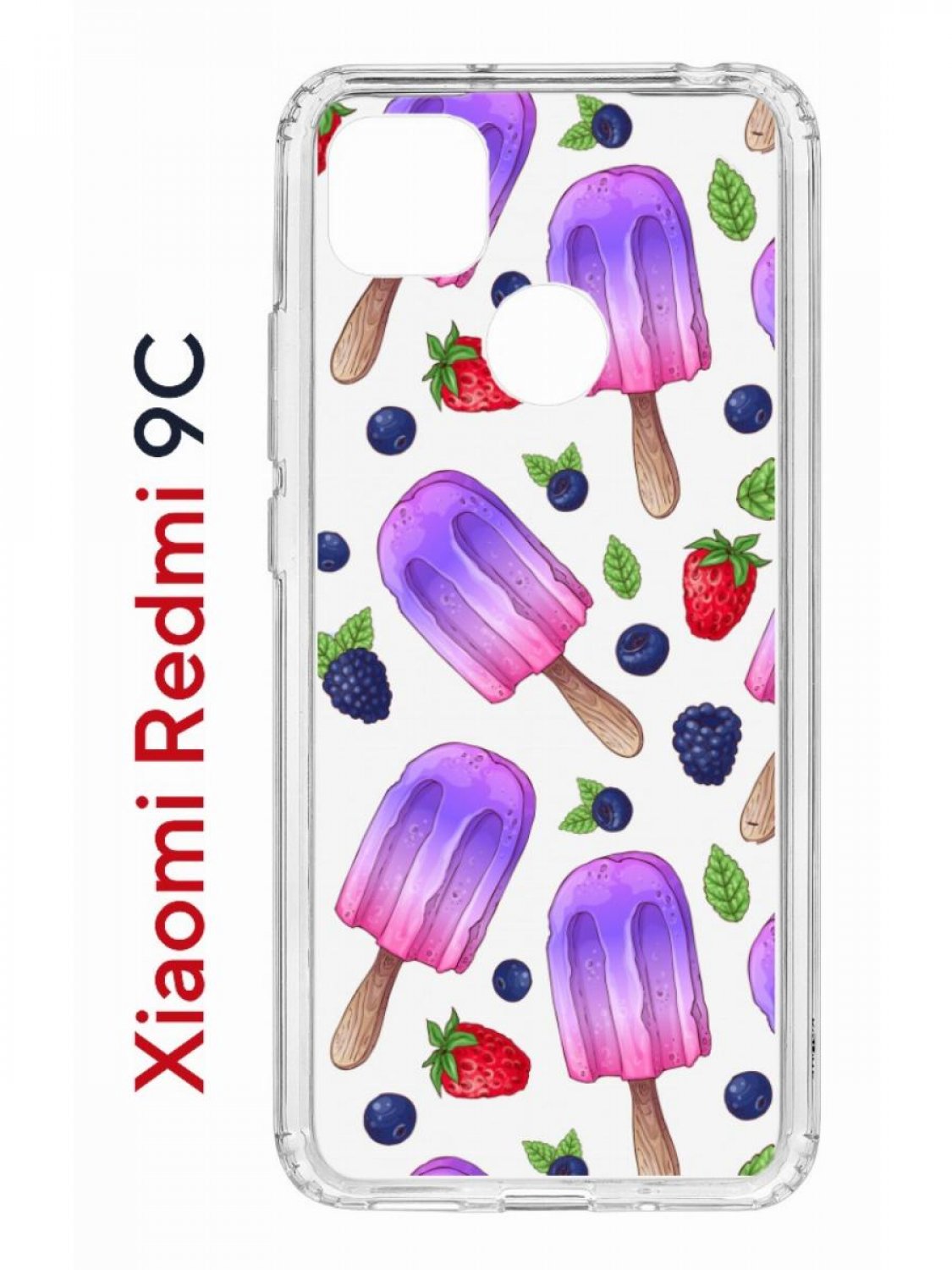 фото Чехол на redmi 9c с принтом kruche print ice cream,противоударный бампер с защитой камеры кruче