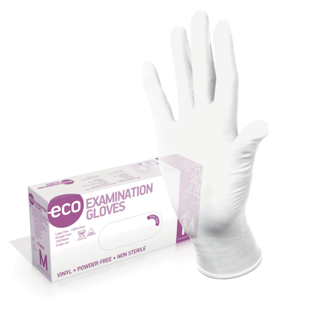 Перчатки виниловые Eco белые XL 100 шт.