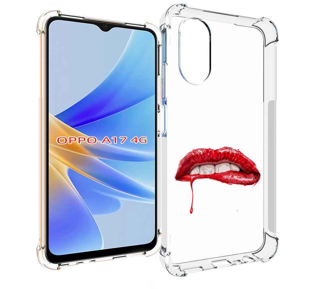 

Чехол MyPads яркие красные губы для OPPO A17, Прозрачный, Tocco