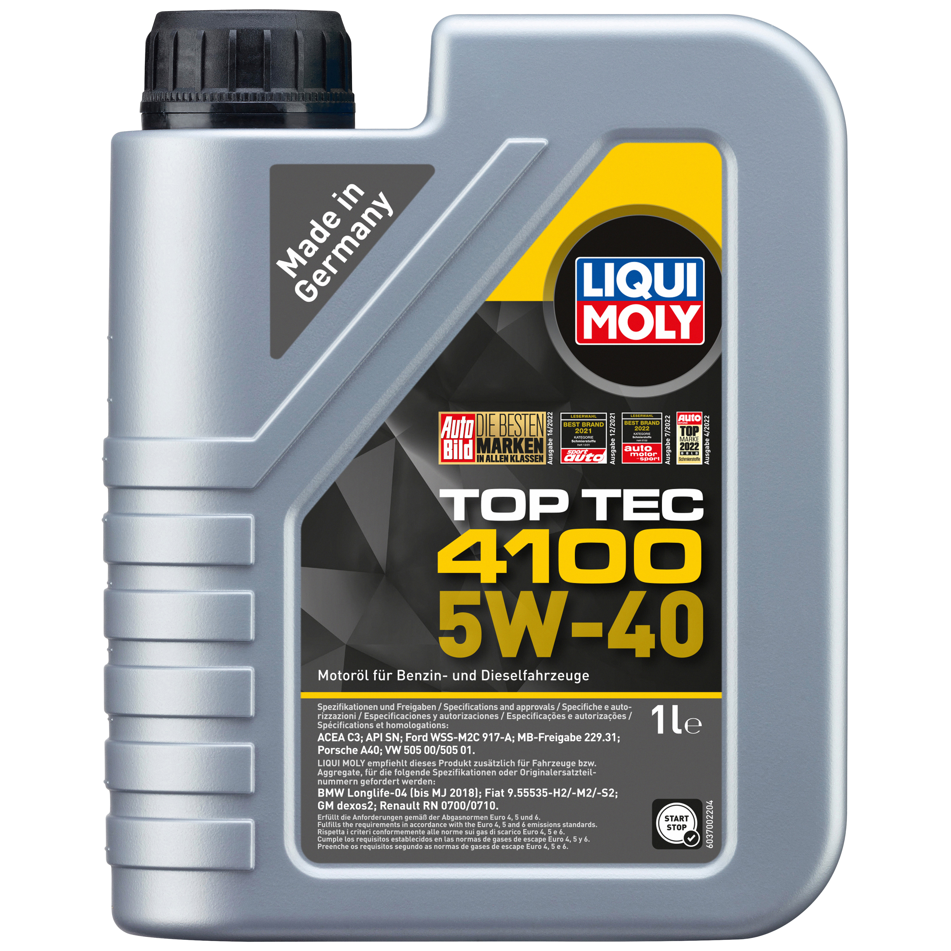 

Моторное масло LIQUI MOLY cинтетическое Top Tec 4100 5w40 Sn/Cf 1л