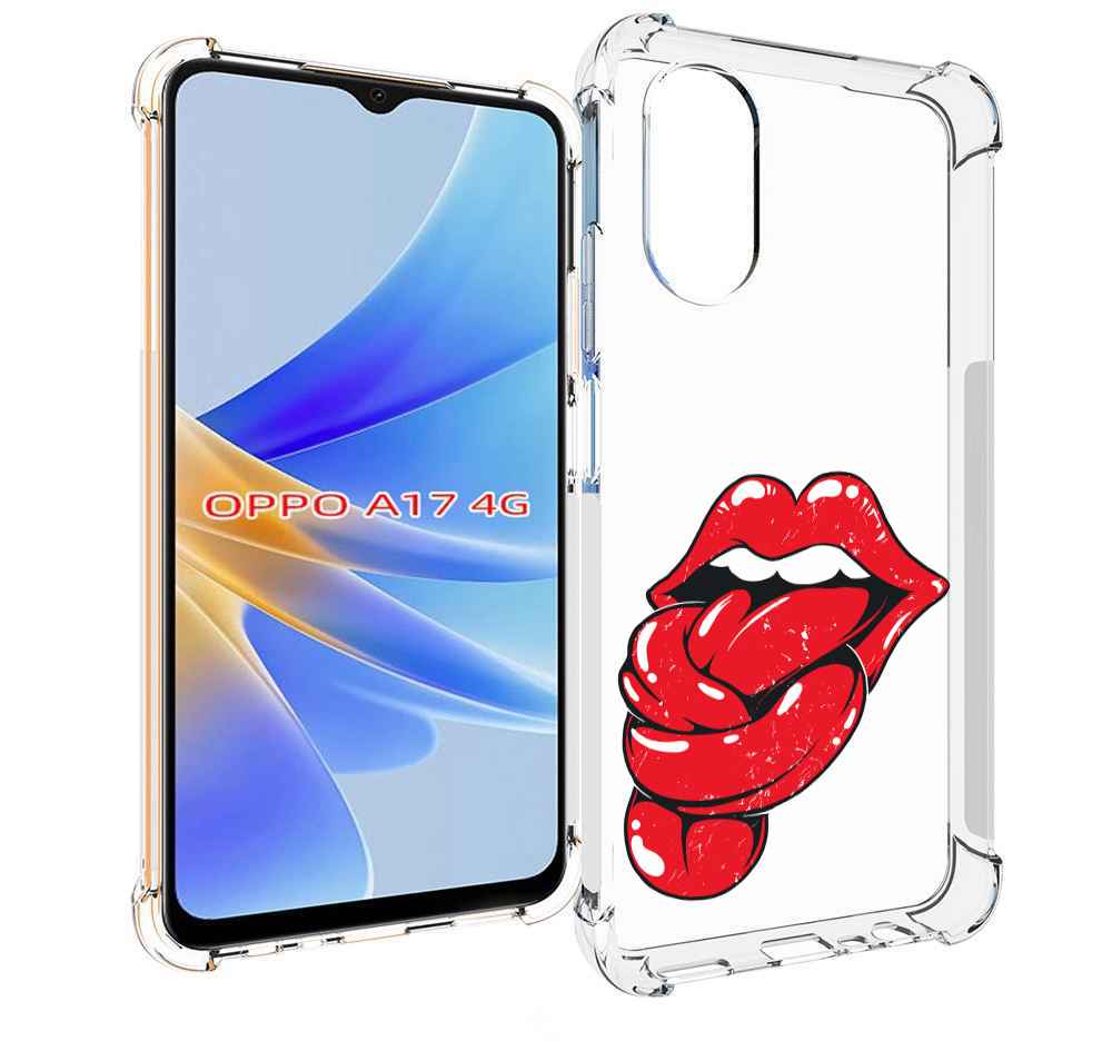 

Чехол MyPads яркие губы с языком для OPPO A17, Прозрачный, Tocco