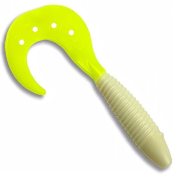 

MANNS Приманка силиконовая (мягкая) Твистер MANN'S LUCKY (MLT24015 / 2,4" / 15), Белый;желтый