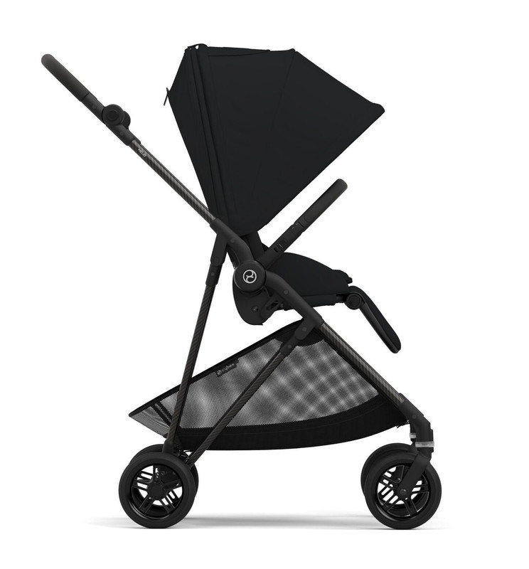 Cybex Melio Коляска прогулочная, рама Carbon, текстиль Deep Black без дождевика