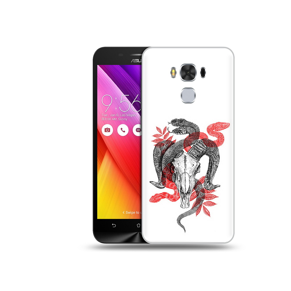 

Чехол MyPads Tocco для Asus ZenFone 3 змея в черепе рисунок (PT49951.654.365), Прозрачный, Tocco