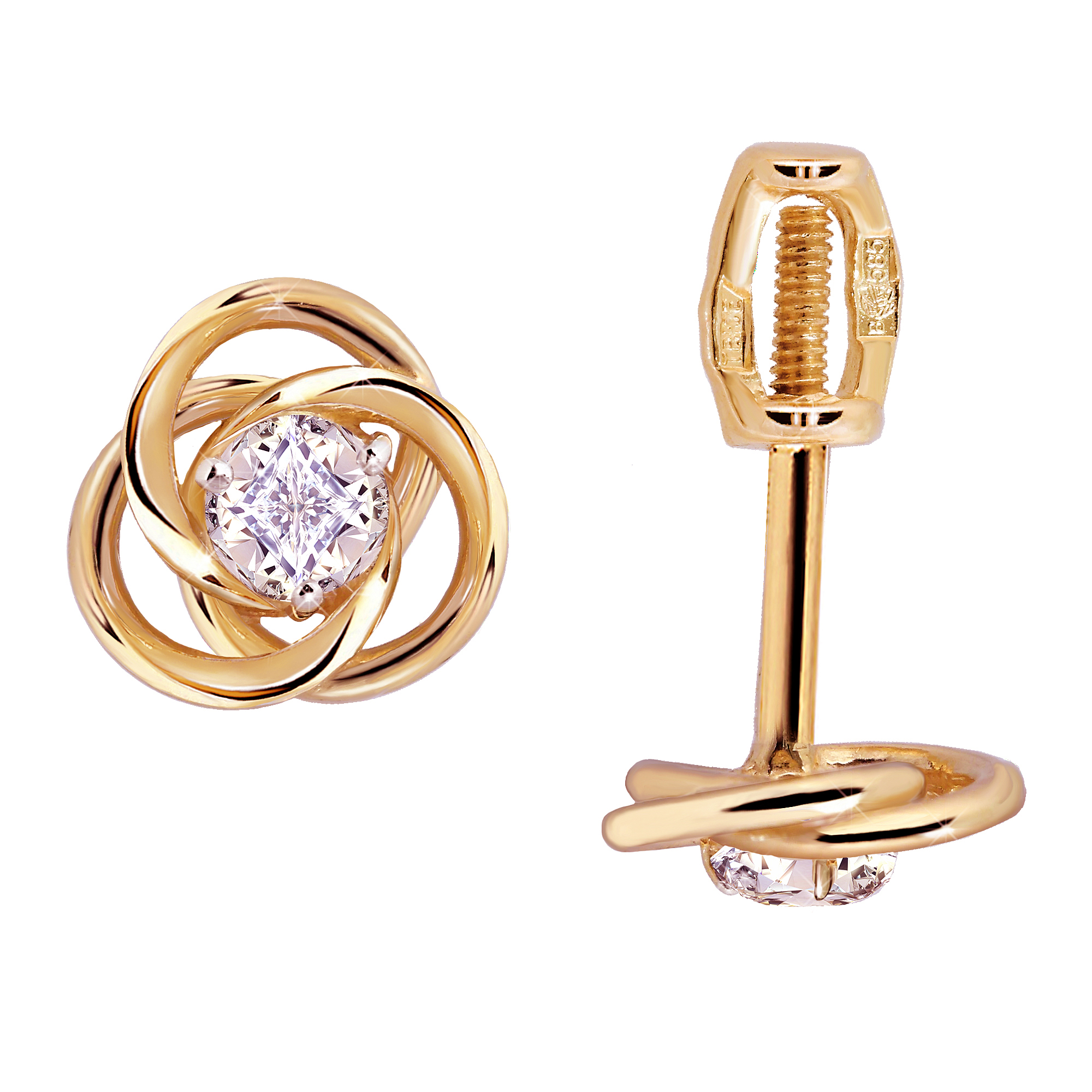 

Серьги пусеты из золота Azade 23430, фианит, 23430