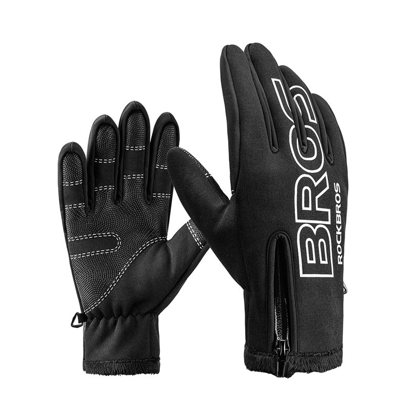 Велоперчатки ROCKBROS Guider, размер L, черные, длинные пальцы, флис