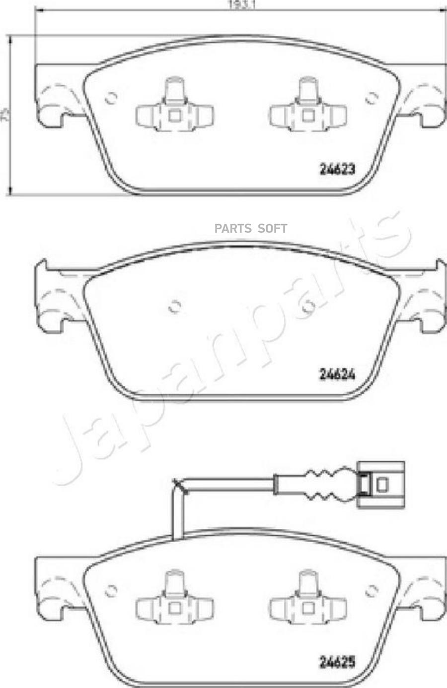 

Колодки тормозные VW MULTIVAN V/TRANSPORTER V 2E4 09- передние с датч. JAPANPARTS