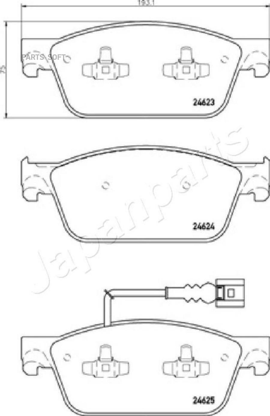 

Колодки тормозные VW MULTIVAN V/TRANSPORTER V 2E4 09- передние с датч JAPANPARTS PA-0953AF