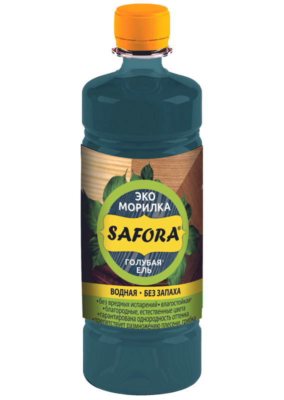 Морилка водная для дерева SAFORA, цвет голубая ель, 500мл морилка водная для дерева safora сосна натуральная 500мл