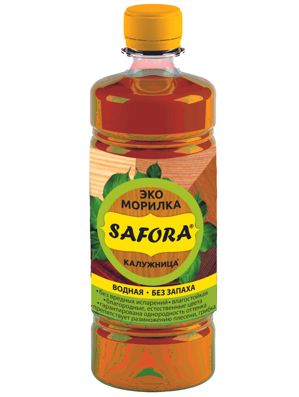 Морилка водная для дерева SAFORA, цвет калужница, 500мл морилка водная для дерева safora сосна натуральная 500мл