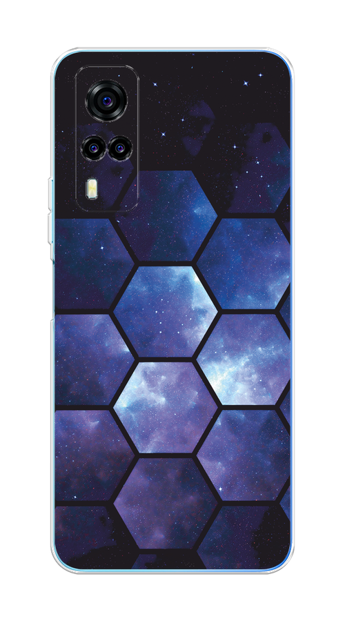 

Чехол на Vivo Y31/Y53s 4G "Соты космос", Черный;фиолетовый, 263750-1
