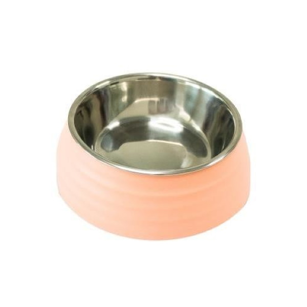 фото Одинарная миска для кошек и собак superdesign, нержавеющая сталь, меламин, розовый, 0.7 л