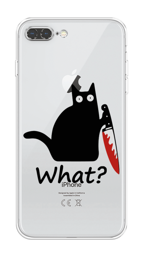 

Чехол на Apple iPhone 8 Plus "Котик с ножом", Черный;красный, 10950-6