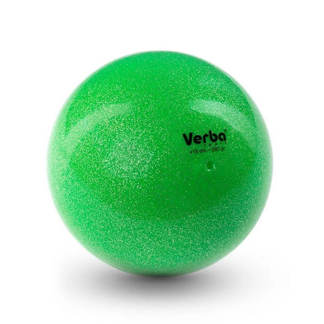 Мяч для художественной гимнастики Verba Sport с блестками зеленый 15см