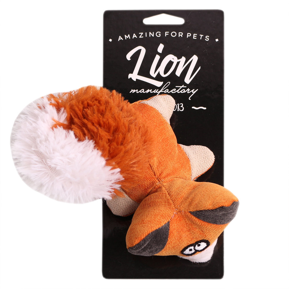 Мягкая игрушка для собак Lion Лисичка, коричневый, 14 см